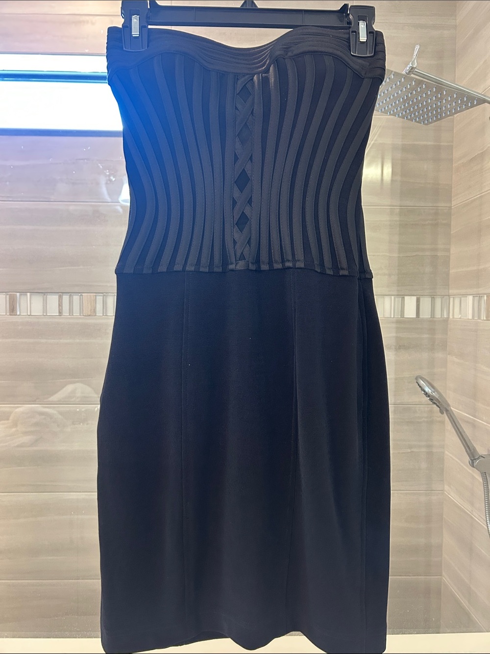 Tadashi Shoji Strapless Black Corset-Style Sheath Dress